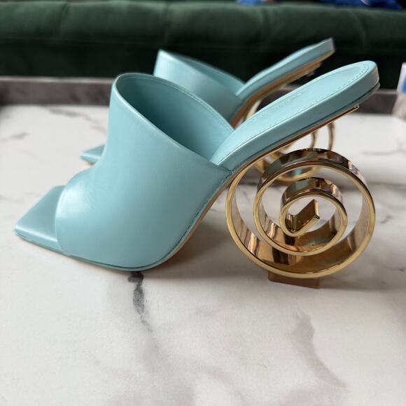 Cult Gaia Ira Light Blue Sculptural Spiral Heel Sandals Size 36.5 - Picture 5 of 10